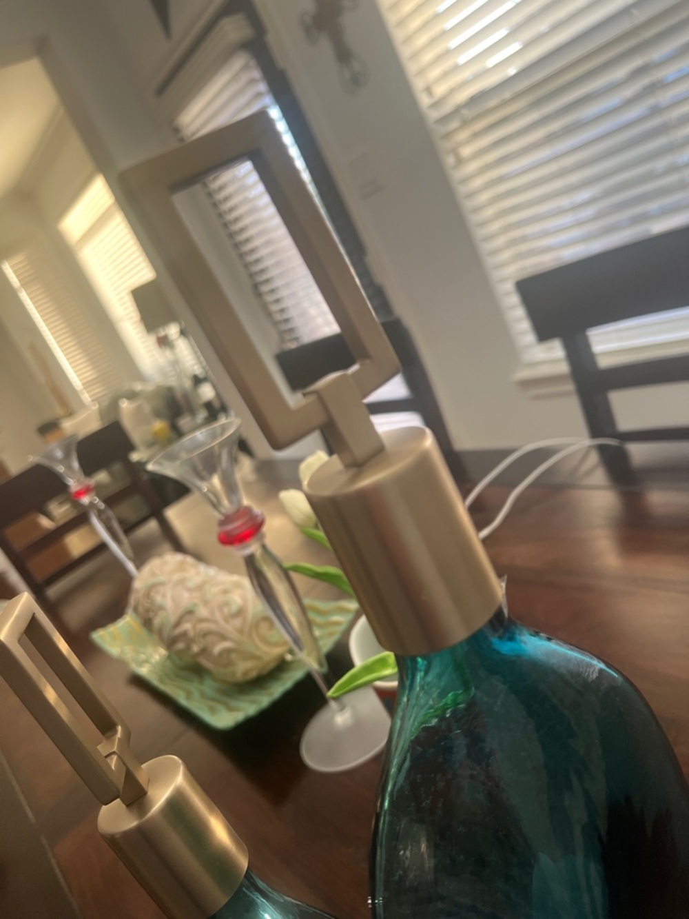 The Uttermost Annabella Teal Blue Textured (2 piece set) Glass Bottles Accents - Picture 6 of 10